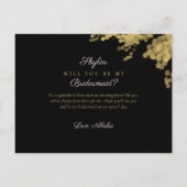 Invitation Carte Postale Robe mariage Black Gold Vous Serez Bridesmaid (Dos)