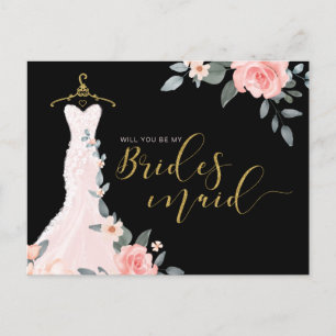 Invitation Carte Postale Robe Mariage Florale Serez-Vous Bridesmaid