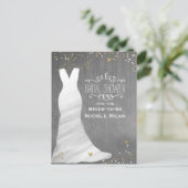 Invitation Carte Postale Robe mariage moderne Glam & Coeur Confetti Bride (Debout devant)