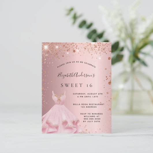 Invitation Carte Postale Robe rose rose rose rose douce 16 (Debout devant)