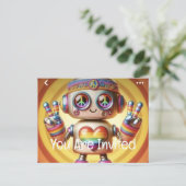 Invitation Carte Postale Robot Rocking Retro (Debout devant)