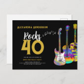 Invitation Carte Postale Rock and Roll Fête à thème 40e anniversaire (Devant / Derrière)