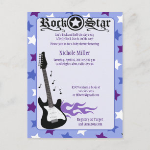 Invitation Carte Postale Rock Star Baby Rocker Purple/Blue Post Card Exempl