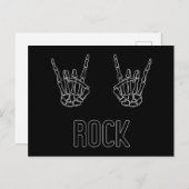 Invitation Carte Postale Rock sur Skeleton Hands (Devant / Derrière)