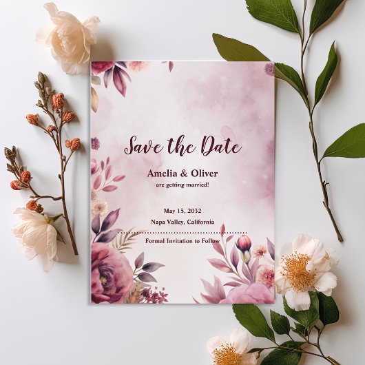 Invitation Carte Postale Romantic Blush Floral Wedding Save the Date