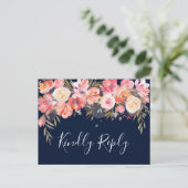 Invitation Carte Postale Romantique Blush Bloom Mariage floral RSVP | Marin (Debout devant)