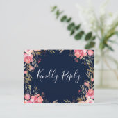Invitation Carte Postale Romantique Blush Bloom Mariage floral RSVP | Marin (Debout devant)