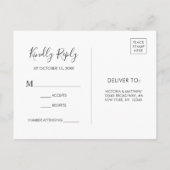 Invitation Carte Postale Romantique Fleurs de mariage en rose tendre RSVP | (Dos)