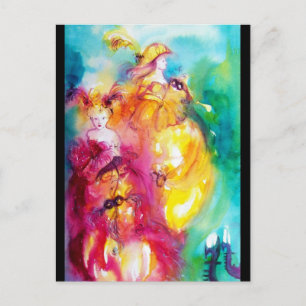 Invitation Carte Postale RONDO EN LAGON / Bal mascarade vénitienne