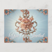 Invitation Carte Postale Rose baroque (Devant)
