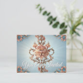Invitation Carte Postale Rose baroque (Debout devant)