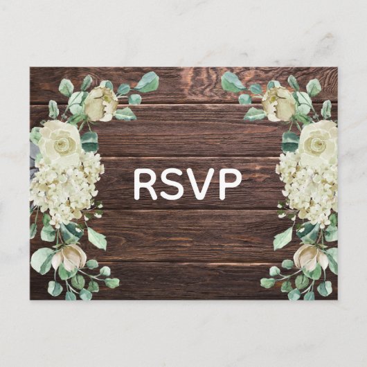 Invitation Carte Postale Rose de bois de grange rustique Mariage floral RSV (Devant)