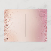 Invitation Carte Postale Rose de fête d'anniversaire or rose parties scinti (Dos)