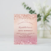 Invitation Carte Postale Rose de fête d'anniversaire or rose parties scinti (Debout devant)