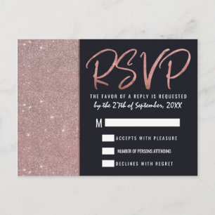 Invitation Carte Postale Rose de marine Parties scintillant or bloc couleur