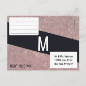 Invitation Carte Postale Rose de marine Parties scintillant or bloc couleur (Dos)