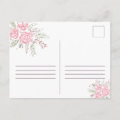 Invitation Carte Postale Rose Elegant Rose Romance Aquarelle (Dos)