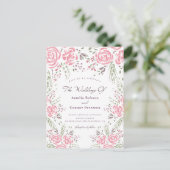 Invitation Carte Postale Rose Elegant Rose Romance Aquarelle (Debout devant)