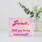 Invitation Carte Postale Rose et or serez-vous ma servante d'honneur (Debout devant)