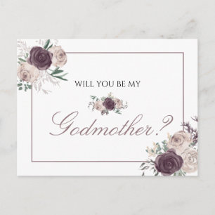 Invitation Carte Postale Rose Floral Or Rose Gold Will You Be My marraine