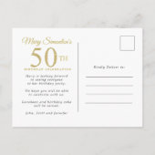 Invitation Carte Postale Rose Gold Floral 50e (Dos)