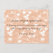 Invitation Carte Postale Rose Gold Hearts Blush Serez-Vous Ma Femme D'Accue (Devant)