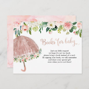 Invitation Carte Postale Rose Gold Umbrella April Shower Books for Baby