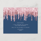 Invitation Carte Postale Rose gouttes d'or serez-vous ma servante d'honneur (Dos)