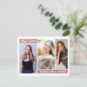 Invitation Carte Postale Rose moderne Parties scintillant or Script Chic 4 (Debout devant)