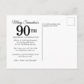 Invitation Carte Postale Rose Rose Floral Verdure 90e anniversaire (Dos)