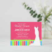 Invitation Carte Postale Rose tendance ; Retro Neon Rainbow (Debout devant)