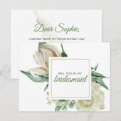 Invitation Carte Postale Rose verte florale aquarelle Classique (Devant / Derrière)