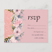 Invitation Carte Postale Rosegold MARIAGE Girly rose Parties scintillant fl (Devant)
