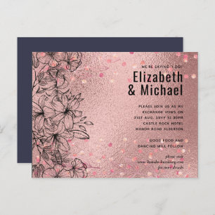 Invitation Carte Postale Rosegold MARIAGE métallique Parties scintillant
