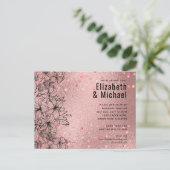 Invitation Carte Postale Rosegold MARIAGE métallique Parties scintillant (Debout devant)