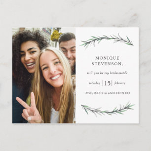 Invitation Carte Postale Rosemary Botanical Sauvage Serez-Vous Ma Femme D'A