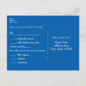 Invitation Carte Postale Roses d'aquarelle bleue Mariage élégant RSVP (Dos)