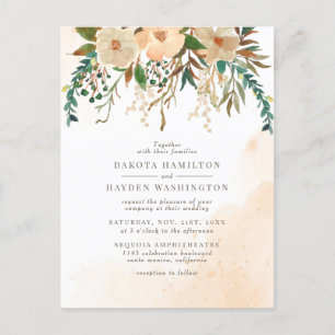 Invitation Carte Postale Roses Roses Roses Roses Roses Vertes Aquarelle Mar