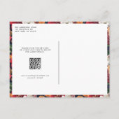 Invitation Carte Postale Rouge Amaryllis et automne Floral QR Code Mariage (Dos)