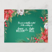 Invitation Carte Postale Rouge et vert Noël Poinsettia Mariage (Devant)