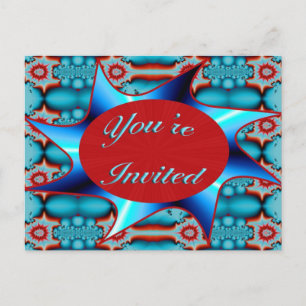 Invitation Carte Postale rouge turquoise vous êtes invité