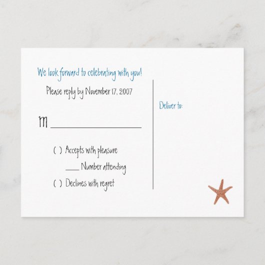 INVITATION CARTE POSTALE RSVP (Dos)