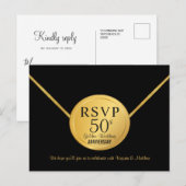 Invitation Carte Postale RSVP 50e anniversaire de Mariage Parti surprise (Devant / Derrière)