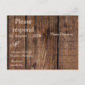 Invitation Carte Postale RSVP Black Faux dentelle et bois (Dos)