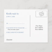 Invitation Carte Postale RSVP bleu simple minimum (Dos)