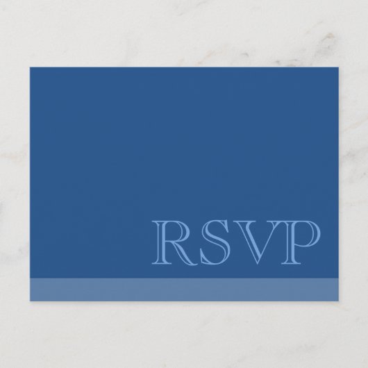 Invitation Carte Postale RSVP bleu simple minimum (Devant)