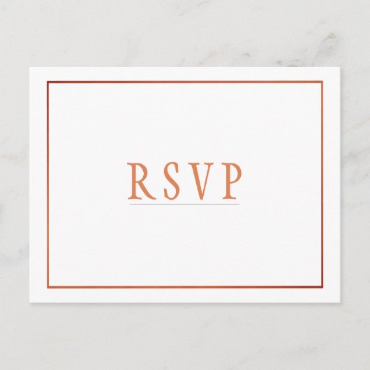 Invitation Carte Postale RSVP Cuivre Orange Simple Mariage (Devant)