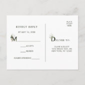 Invitation Carte Postale RSVP de mariage à feuillage tropical (Dos)