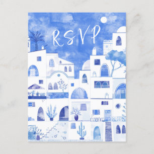 Invitation Carte Postale RSVP de mariage à Santorin