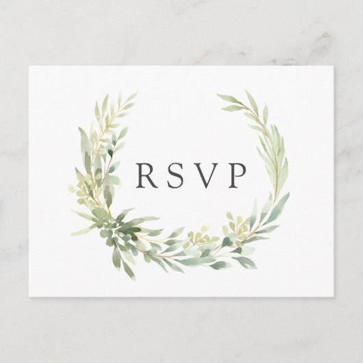 Invitation Carte Postale RSVP de mariage botanique au feuillage vert (Devant)